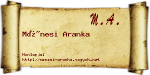 Ménesi Aranka névjegykártya